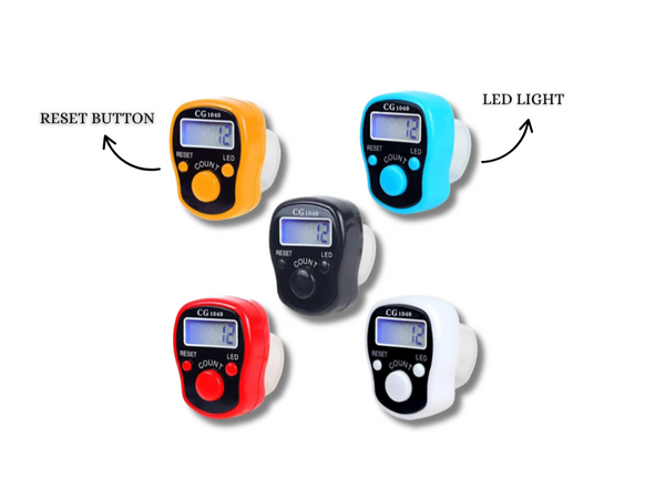 Pack Of 3 Digital Finger Tasbeeh Counter With LED