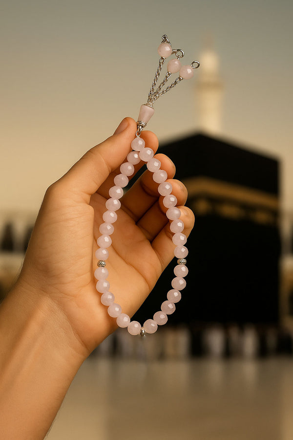 Tasbeeh-e-Rehmat – Pink (33 Diamond-Cut Beads)